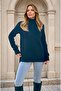 Women's High-Neck Long Sleeve Slit Knitwear Sweater 700-3501209