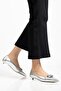 Women's Short Heeled Shoes Silver Patent Leather Small Heel Strappy - 2