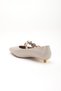 Women's Short Heeled Shoes Beige Patent Leather with Safety Helmet Tiny Heel - 5