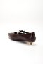 Women's Short Heeled Shoes Brown Patent Leather with Beret Tiny Heel - 5