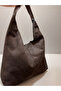 Suede Velvet Bitter Coffee Hand and Shoulder Bag - 2