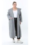 Women's Plus Size Long Hooded Turn-Down Collar Distressed Cashmere Cardigan Jacket Coat 25055 - 3