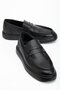 Genuine Leather Men's Casual Shoes Black Belted College Model Flat Sole
