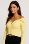 Yellow Madonna Collar Double Zipper Fit Long Sleeve Knitwear Sweater - 8