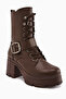 Caklin Brown Belted Women's Platform Heeled Boots