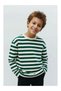 Unisex Striped Oversize Children's Sweatshirt - Green Striped - 2