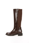 Shenzhen Seri Gold Buckle Detailed Flat Sole Elastic Brown Long Women's Boots - 4