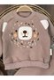 3-Thread Cotton Slippers with Booties, Teddy Bear Embroidery, Snap Fasteners on the Shoulders, Winter Baby Boy Set - 6