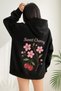 Floral Printed Oversize Hooded Women's Unisex Sweatshirt