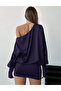 Women's Off-The-Shoulder Boat Neck Asymmetrical Neckline Long Sleeve Tight Mini Chic Dress - 2