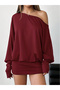 Women's Off-The-Shoulder Boat Neck Asymmetrical Neckline Long Sleeve Tight Mini Chic Dress - 7