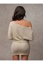 Women's Thessaloniki Fabric Off-The-Shoulder Boat Neck Asymmetrical Neckline Long Sleeve Flowy Tight Mini Chic Dress - 6