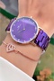Women's Wristwatch Purple Steel Strap Stone Dial Original Waterproof 2 Years Warranty Gift Boxed - 3