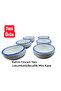 Ceramic Joker Bowl Coffee Cup with Turkish Delight Holder 6 Pieces Blue