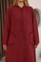 Women's Burgundy Hooded Pocketed Distressed Detailed Cotton Long Sleeve Knitwear Long Dress - 6
