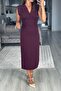 V-Neck Padded and Drape Detail Sleeveless Dress 4S794