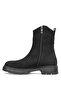 D25Kb-1945 Women's Genuine Nubuck Leather Heeled Boots Black - 3