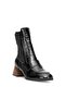 D25Kb-8265 Women's Genuine Patent Leather Heeled Boots Black - 2