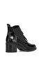 D25Kb-1805 Women's Genuine Patent Leather Heeled Boots Black - 4