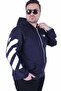 Large Size Hooded Zippered 3Ip Sweat Mg 25718 Navy Blue