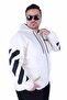 Large Size Hooded Zippered 3Ip Sweat Mg 25718 Beige