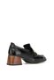 D25Ka-995 Women's Genuine Patent Leather Classic Heeled Shoes Black - 4