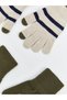 NEVAVM Farkılıقيةً، قفازات LCW ACCESSORIES للأولاد باللون البيج المنقوش - 4
