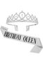 Birthday Sash Tiara Crown Headband for Girls Women Birthday Party Supplies, A13