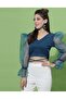 Teal Blue Puff Sleeve With Strap Top - 4