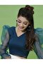 Teal Blue Puff Sleeve With Strap Top - 5