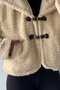 Plush Leather Buckled Wide Collar Coat Ks2502 - 2