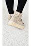 Melinta Women's Suede Fur Detailed Platform Sole Beige Boots - 4