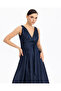 V-NECK JACQUARD MAXI EVENING DRESS - 5