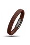 Brown Leather Braided Steel Bracelet 31833B4D5