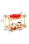 2 Tier Rectangular Serving Tray with Gold Handles, Cake Stand for Food, Desserts Table Display - 3