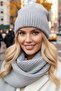 Women's Mohair Wool 2-Piece Scarf Beanie Set Thick Ribbed Knitwear Winter Set - 8