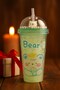Cute Colorful Beaded Luck Bear Design Drinking Cup with Straw for Children Water Bottle Green 2093