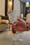 Set of 6 Luxury Crystal Patterned Footed Glass Cups 150 ml – Stylish Water, Soft Drink and Coffee Presentation Glasses - 2