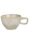 Grey Brown Ceramic Cup with Line Pattern & Square Handle 400ml