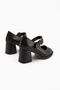 Nana Black Buckle Heeled Women's Shoes - 5