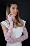 Elegant Ruched Elbow Length Long Evening Gloves Engagement Henna Wedding Nikah Accessory - 4