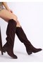 Women's Cowboy Boots Genuine Leather Brown Color Suede - 6