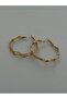 Double Wave Model Large Steel Gold Hoop Earrings - 7