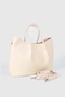 Women's Shoulder and Hand Bag with Wallet Detail Beige - 5