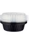 Disposable Microwaveable Rectangular Black Base, Meal Prep Container 16 ounce with Clear Lid