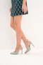 Water Green Patent Leather 10.5cm Wrap-Around Belt Pointed Toe Stiletto Thin Heels Women's Shoes - 7