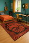 Mosso Red Themed Dragon Figure Patterned Woven Base Modern Decorative Rug Mosso1019Red
