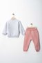 Baby Bear Printed and Süzene Embroidered Shardon 3-Ply Winter Fabric Top and Bottom 2-Piece Set - 3