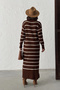 Women's Brown Striped Long Sleeve Knit Dress (New Color) - 5