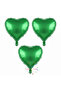 İstoç Dark Green Color Heart Foil Balloon 3 Pieces